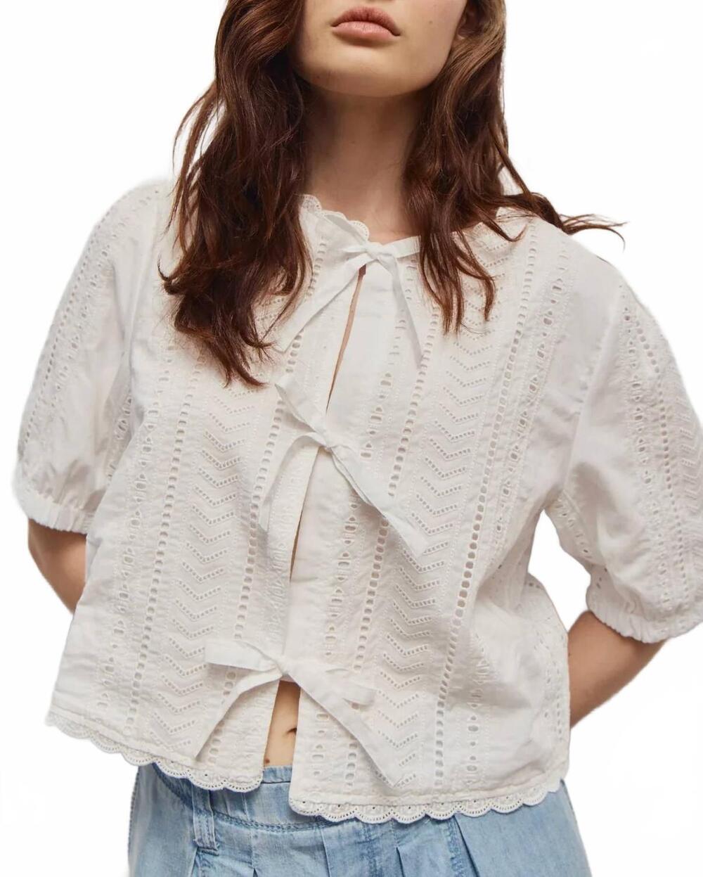 NEW MELISSA NEPTON giana eyelet blouse in off white